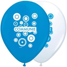 8 ballonnen 30 cm blauw/wit communie