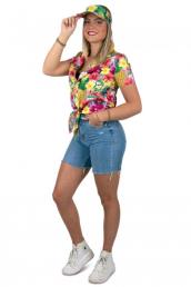 Hawaibloes met zonnepetje roze