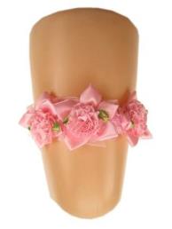 kousenband roze met bloemen