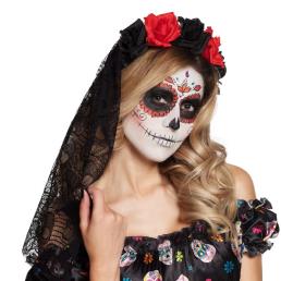 diadeem met sluier rosa