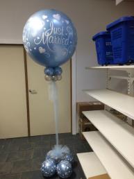 Ballon huwelijk 'just married' blauw of roze