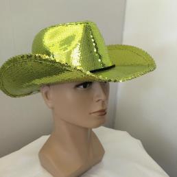 Cowboyhoed glitter groen-geel