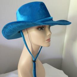 Cowboyhoed fluweel blauw