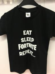 t-shirt zwart 'Eat, sleep, Fortnite, repeat'