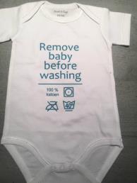Romper 'Remove baby before washing'